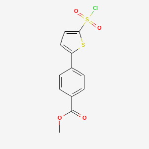 molecular formula C12H9ClO4S2 B8334118 2-Chlorosulfonyl-5-(4-methoxycarbonylphenyl)thiophene 