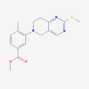 molecular formula C17H19N3O2S B8334148 Methyl-4-methyl-3-[2-(methylsulfanyl)-5,6,7,8-tetrahydropyrido[4,3-d]pyrimidin-6-yl]benzoate 