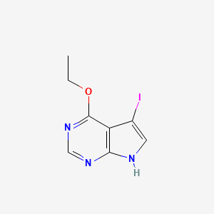 molecular formula C8H8IN3O B8334152 4-ethoxy-5-iodo-7H-pyrrolo[2,3-d]pyrimidine 