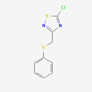 molecular formula C9H7ClN2S2 B8334234 5-Chloro-3-[(phenylthio)methyl]-1,2,4-thiadiazole 