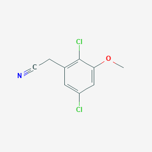 molecular formula C9H7Cl2NO B8334343 2,5-Dichloro-3-methoxyphenylacetonitrile 