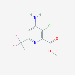 molecular formula C9H9ClF2N2O2 B8334378 Methyl 4-amino-3-chloro-6-(1,1-difluoroethyl)picolinate 