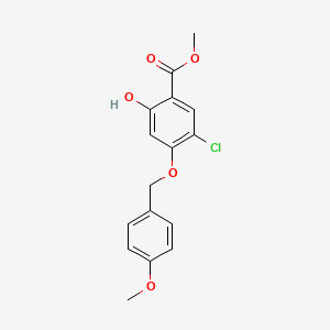 molecular formula C16H15ClO5 B8334451 Methyl 2-hydroxy-4-[(4-methoxybenzyl)oxy]-5-chlorobenzoate 