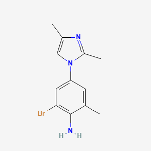 molecular formula C12H14BrN3 B8334456 1-(4-Amino-3-bromo-5-methylphenyl)-2,4-dimethylimidazole 
