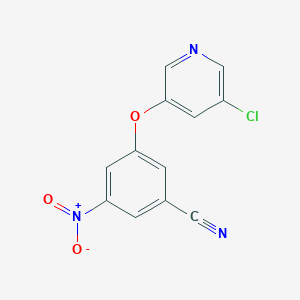 molecular formula C12H6ClN3O3 B8334489 3-(5-Chloro-pyridin-3-yloxy)-5-nitro-benzonitrile 