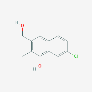 molecular formula C12H11ClO2 B8334494 7-Chloro-3-hydroxymethyl-2-methyl-naphthalen-1-ol 
