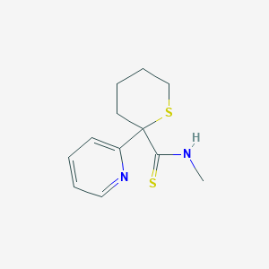 molecular formula C12H16N2S2 B8334532 N-methyl-2-(pyrid-2-yl)-tetrahydrothiopyran-2-carbothioamide 