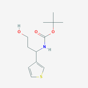 molecular formula C12H19NO3S B8334558 Tert-butyl 3-hydroxy-1-(thiophen-3-yl)propylcarbamate 