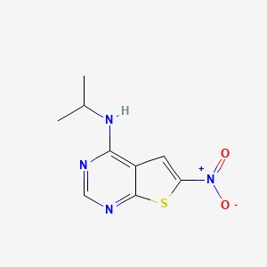 molecular formula C9H10N4O2S B8334560 4-Isopropylamino-6-nitrothieno[2,3-d]pyrimidine 