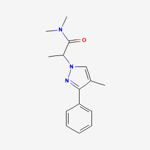 molecular formula C15H19N3O B8334586 N,N-dimethyl-2-(4-methyl-3-phenyl-1H-pyrazol-1-yl)propanamide CAS No. 59843-28-6