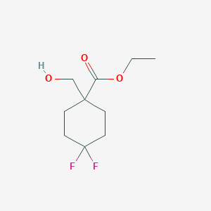molecular formula C10H16F2O3 B8334650 Ethyl 4,4-difluoro-1-(hydroxymethyl)cyclohexanecarboxylate 