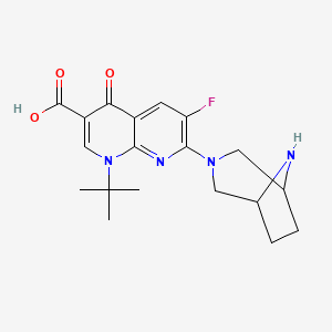 molecular formula C19H23FN4O3 B8334756 1-Tert-butyl-7-(3,8-diazabicyclo[3.2.1]octan-3-yl)-6-fluoro-4-oxo-1,8-naphthyridine-3-carboxylic acid 
