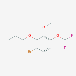 molecular formula C11H13BrF2O3 B8334848 1-Bromo-4-(difluoromethoxy)-3-methoxy-2-propoxybenzene 
