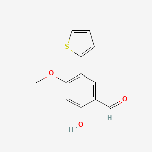 molecular formula C12H10O3S B8334930 2-Hydroxy-4-methoxy-5-thiophen-2-yl-benzaldehyde CAS No. 552845-71-3