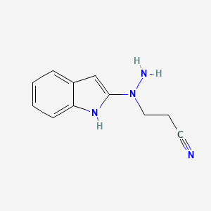 molecular formula C11H12N4 B8334937 3-[1-(2-Indolyl)hydrazino]propanenitrile 