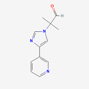 molecular formula C12H13N3O B8335009 2-Methyl-2-(4-pyridin-3-yl-imidazol-1-yl)-propionaldehyde 