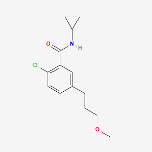 molecular formula C14H18ClNO2 B8335011 2-Chloro-N-cyclopropyl-5-(3-methoxy-propyl)-benzamide 