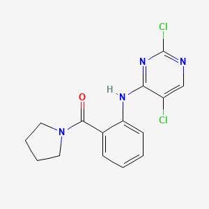 molecular formula C15H14Cl2N4O B8335023 (2-((2,5-Dichloropyrimidin-4-yl)amino)phenyl)(pyrrolidin-1-yl)methanone 