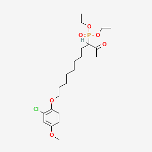 B8335114 Phosphonic acid, (1-acetyl-9-(2-chloro-4-methoxyphenoxy)nonyl)-, diethyl ester CAS No. 73514-98-4