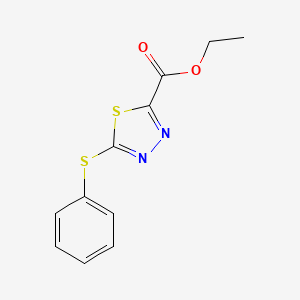molecular formula C11H10N2O2S2 B8335145 5-Phenylsulfanyl-[1,3,4]thiadiazole-2-carboxylic acid ethyl ester 