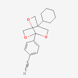 molecular formula C19H22O3 B8335196 4-Cyclohexyl-1-(4-ethynylphenyl)-2,6,7-trioxabicyclo(2.2.2)octane CAS No. 108614-38-6