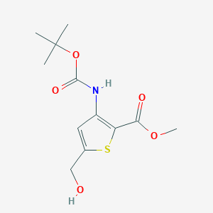 molecular formula C12H17NO5S B8335325 3-Tert-butoxycarbonylamino-5-hydroxymethylthiophene-2-carboxylic acid methyl ester 