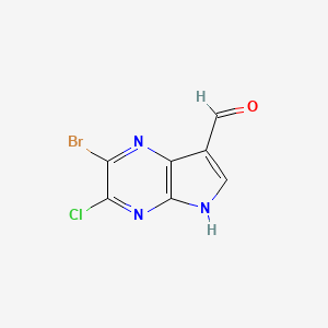 molecular formula C7H3BrClN3O B8335362 2-bromo-3-chloro-5H-pyrrolo[2,3-b]pyrazine-7-carbaldehyde 
