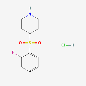 molecular formula C11H15ClFNO2S B8335424 4-((2-Fluorophenyl)sulfonyl)piperidine hydrochloride 