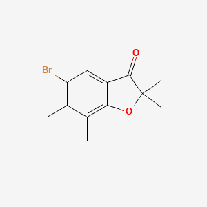 molecular formula C12H13BrO2 B8335501 5-bromo-2,2,6,7-tetramethyl-1-benzofuran-3(2H)-one 