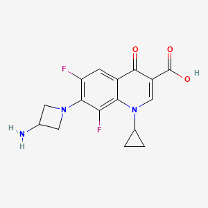 molecular formula C16H15F2N3O3 B8335541 7-(3-Aminoazetidin-1-yl)-1-cyclopropyl-6,8-difluoro-4-oxo-1,4-dihydroquinoline-3-carboxylic acid CAS No. 124668-18-4