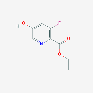 molecular formula C8H8FNO3 B8335621 Ethyl 3-fluoro-5-hydroxypicolinate 