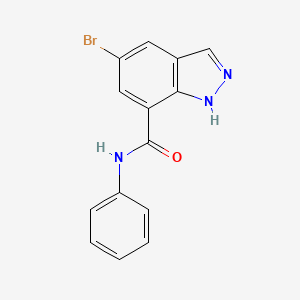 molecular formula C14H10BrN3O B8335713 N-phenyl-5-bromo-1H-indazole-7-carboxamide 