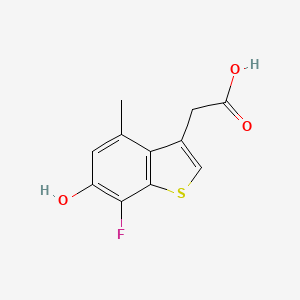 molecular formula C11H9FO3S B8335750 (7-Fluoro-6-hydroxy-4-methyl-1-benzothiophen-3-yl)acetic acid 