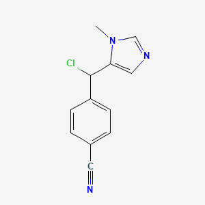 molecular formula C12H10ClN3 B8335777 4-(Chloro(1-methyl-1h-imidazol-5-yl)methyl)benzonitrile 