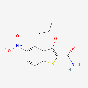 molecular formula C12H12N2O4S B8335784 3-Isopropoxy-5-nitrobenzo[b]thiophene-2-carboxamide 