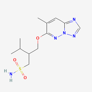 molecular formula C12H19N5O3S B8335922 6-(2-Isopropyl-3-sulfamoyl-1-propoxy)-7-methyl(1,2,4)triazolo(1,5-b)pyridazine CAS No. 152537-70-7