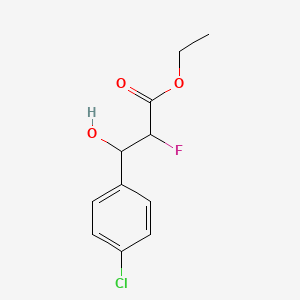 molecular formula C11H12ClFO3 B8335953 3-(4-Chlorophenyl)-2-fluoro-3-hydroxypropionic acid ethyl ester 