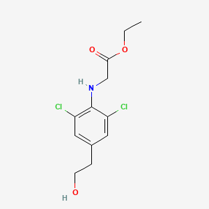 molecular formula C12H15Cl2NO3 B8336026 ethyl N-[2,6-dichloro-4-(2-hydroxyethyl)phenyl]aminoacetate 