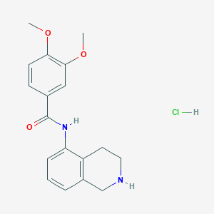 molecular formula C18H21ClN2O3 B8336112 Isoquinoline, 1,2,3,4-tetrahydro-5-(3,4-dimethoxybenzamido)-, hydrochloride CAS No. 37481-26-8