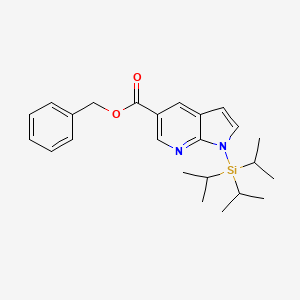 molecular formula C24H32N2O2Si B8336192 1-Triisopropylsilanyl-1H-pyrrolo[2,3-b]pyridine-5-carboxylic acid benzyl ester 