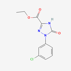molecular formula C11H10ClN3O3 B8336233 1-(3-chlorophenyl)-5-oxo-4,5-dihydro-1H-1,2,4-triazole-3-carboxylic acid ethyl ester 
