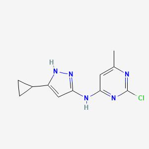 molecular formula C11H12ClN5 B8336359 2-chloro-N-(3-cyclopropyl-1H-pyrazol-5-yl)-6-methylpyrimidin-4-amine 