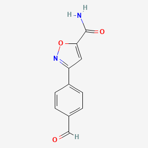 molecular formula C11H8N2O3 B8336400 3-(4-Formyl-phenyl)-isoxazole-5-carboxylic acid amide 