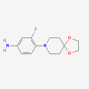 molecular formula C13H17FN2O2 B8336454 5-Amino-2-(1,4-dioxa-8-azaspiro[4,5]dec-8-yl)fluorobenzene 