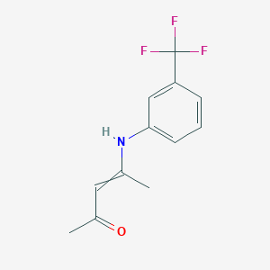 molecular formula C12H12F3NO B8336556 4-{[3-(Trifluoromethyl)phenyl]amino}-3-penten-2-one 