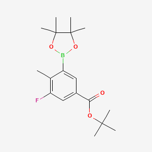 molecular formula C18H26BFO4 B8336581 Tert-butyl 3-fluoro-4-methyl-5-(4,4,5,5-tetramethyl-1,3,2-dioxaborolan-2-yl)benzoate 