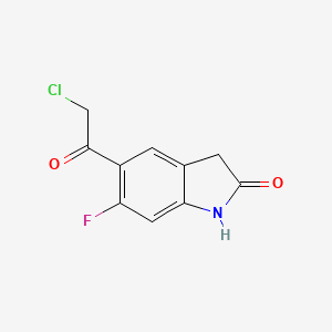 molecular formula C10H7ClFNO2 B8336622 5-(2-Chloroacetyl)-6-fluoroindolin-2-one 