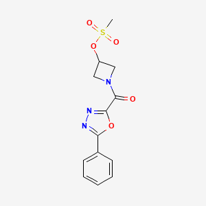 molecular formula C13H13N3O5S B8336640 1-(5-Phenyl-1,3,4-oxadiazole-2-carbonyl)azetidin-3-yl methanesulfonate 