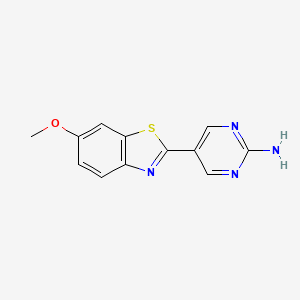 molecular formula C12H10N4OS B8336675 5-(6-Methoxy-1,3-benzothiazol-2-yl)pyrimidin-2-amine 
