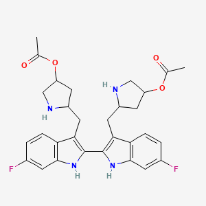 (3S,3'S,5R,5'R)-((6,6'-Difluoro-1H,1'H-[2,2'-biindole]-3,3'-diyl)bis(methylene))bis(pyrrolidine-5,3-diyl) diacetate